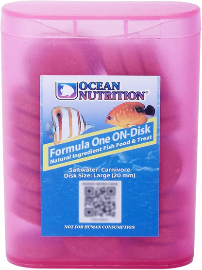 Ocean Nutrition Fish Food Formula One On-Disk - All-Natural Fish Food for Saltwater Carnivore, Tangs, Angels, Clownfish, High Protein (38%), 2.1 oz (60 g), Large Size