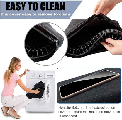 Gel Seat Cushion for Long Sitting Pressure Relief (Extra Large & Thick) - Non-Slip Gel Chair Cushion for Back,Sciatica,Tailbone Pain Relief - Seat Cushion for Office Desk Chair,Car Seat,Wheelchair