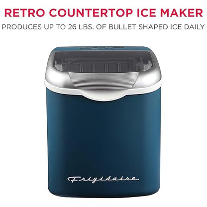 FRIGIDAIRE Retro Compact Ice Maker Machine, Bullet Ice, 26 lb per Day