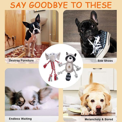 Rope Dog Toys to Keep Them Busy - Tug of War Dog Toys for Boredom Plush Interactive Squeaky Puppy Toys for Small Medium Large Dogs