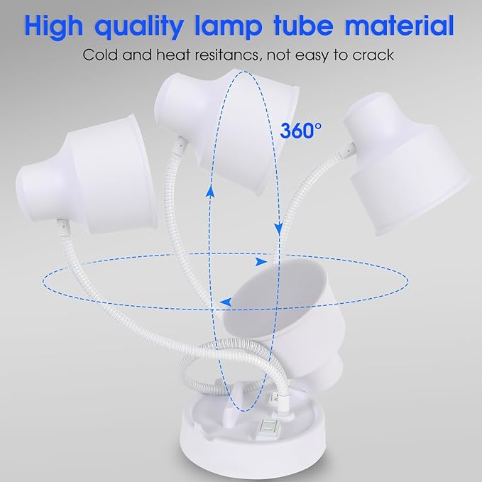 Energetic LED Desk Lamp with Phone Holder, Table Lamp with AC Outlet, Adjustable Flexible Gooseneck, 4000K, Eye-Care Reading Light for Bedroom, Study, Computer Desk, Living Room, Home Office, White