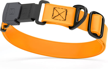 Dogline Biothane Waterproof Dog Collar with Herm Sprenger Stainless Steel Quick Release Buckle – Heavy Duty Tactical Durable Collar for Dogs – Comfortable and Safe Pet Collar, W 1" L 15-25", Tangerine