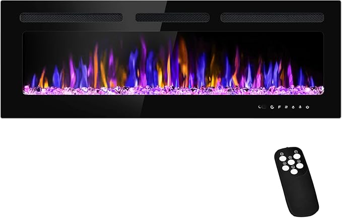 50" Electric Fireplace Wall Mounted and Recessed