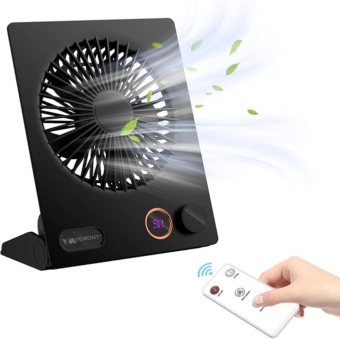 Small Desk Fan, VEMONT USB Table Fan, 5000mAh Rechargeable Battery Fan