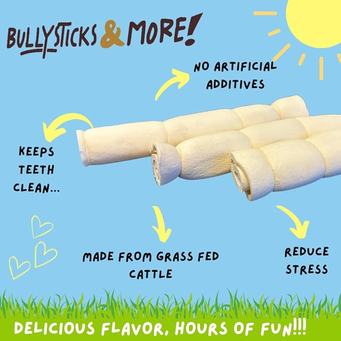 BULLYSTICKS & MORE Beef Cheek Rolls for Dogs (10-12" Regular Retriever Roll - 10 Count) - Beef Cheek Bones for Dogs - Dog Parents Choice - Premium No Hide Rolls