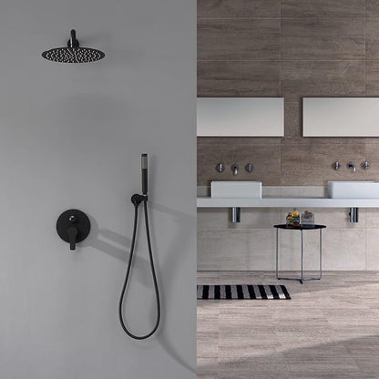 Iriber Matte black Shower System Wall Mounted Shower Faucet Mixer Set