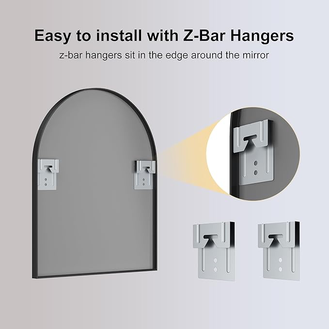 15x23 Inch Compact Black Arched Mirror Perfect
