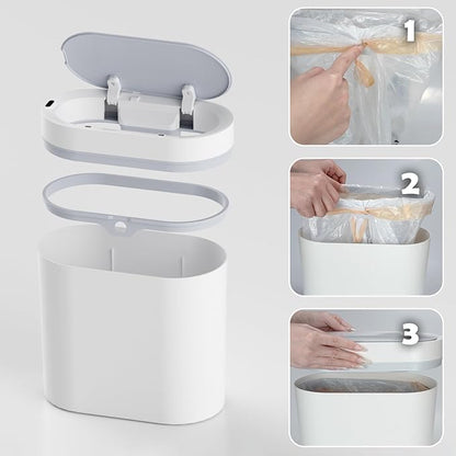 Bathroom Trash Can with Lid 2 Gallon Slim Motion Sensor Garbage Can Narrow