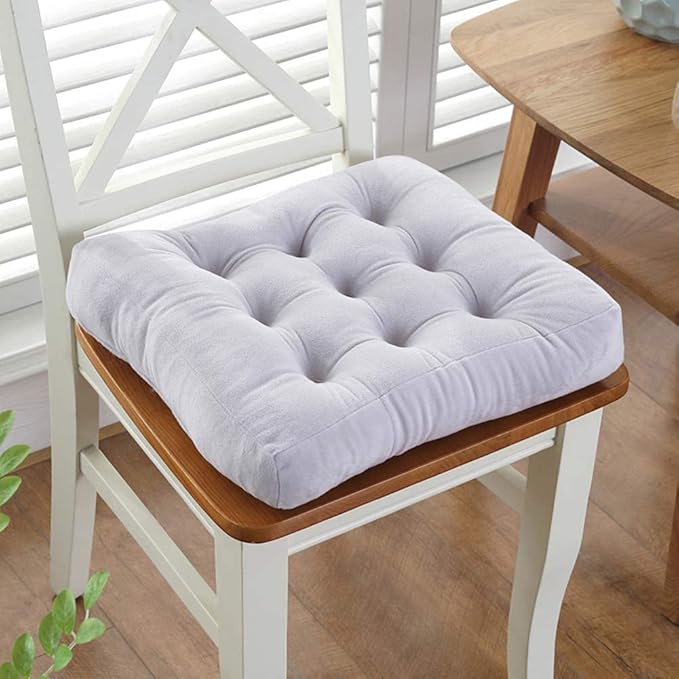vctops Velvet Solid Chair Pad Super Soft Plush Washable Square Seat Cushion for Kitchen Dining Room (LightGrey,16" x 16")