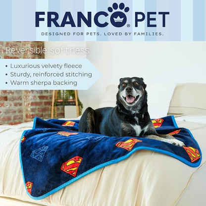 Superman DC Comics Waterproof Dog Bed Cover, Large 50x60 Pet Blanket for Furniture Bed Couch Sofa, (Officially Licensed) by Franco