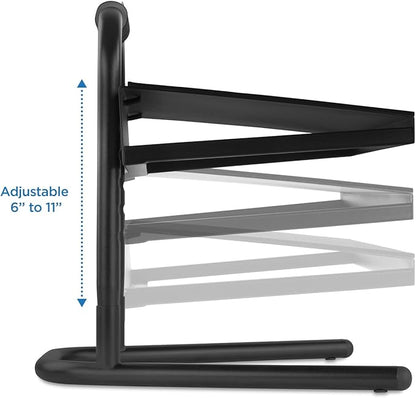 Mount-It! Height Adjustable Foot Rest for Standing and Sitting, Freestanding Under The Desk Footrest with Handle and Six Height Settings, Anti-Slip Padded Surface,Black