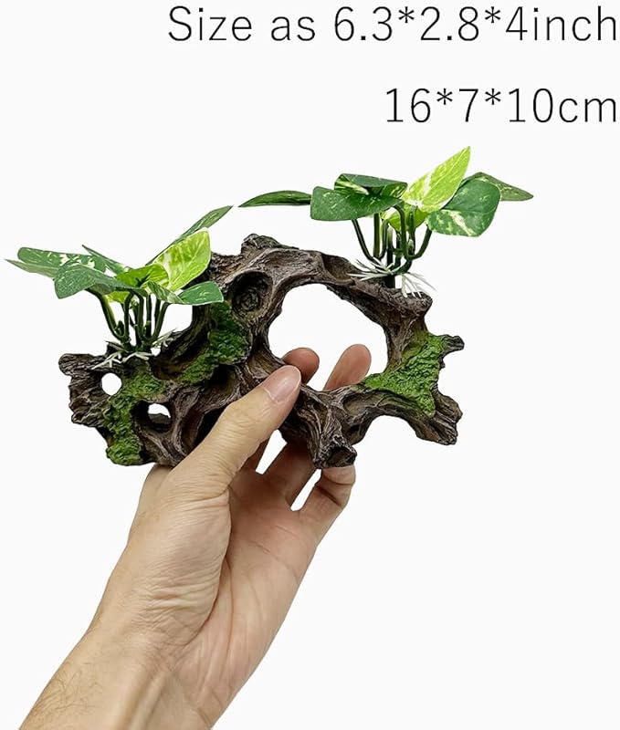 Smoothedo-Pets Fish Tank Decorations Aquarium Decor Ornaments Betta Silk Leaf pad Hammock Artifical Driftwood Cave Goldfish Bowl Accessories (Type-H)