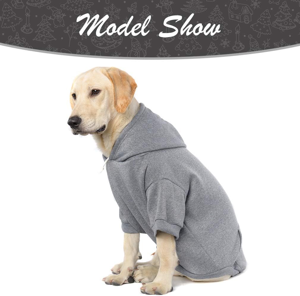 KOOLTAIL Basic Dog Hoodie - Soft and Warm Dog Hoodie Sweater with Leash Hole and Pocket, Dog Winter Coat, Cold Weather Clothes Sweatshirt for Small Medium Large Dogs Puppy Cat Boys Girls Grey L