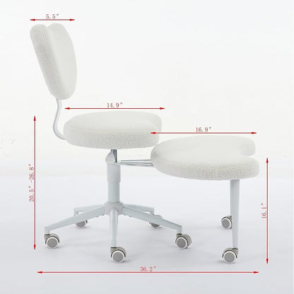 Criss Cross Office Chair with Wheels, Crossed Legged Office Chair with Adjustable Height, ADHD Chair with Lumbar Support, Meditation Desk Chair for Home Office, Pink
