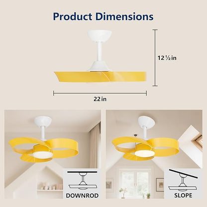FANX 22 Inch Ceiling Fan with Light and Remote, Quiet DC Motor, Dimmable LED