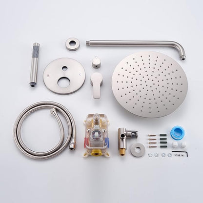 Iriber Brushed Nickel Shower System Wall Mounted Shower Faucet Mixer Set