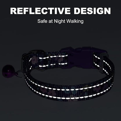 Small Dog Collar with Bell - Cute Reflective Puppy Collar Gift for Boy/Girl, Adjustable Nylon Collar for Chihuahua Pomeranian Nighttime Safety （Orange S）