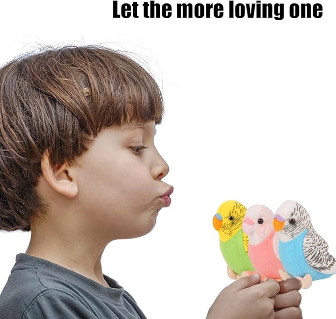 3 Pcs Budgerigar Plush Toy, 5.5 inches, Parakeet Plush Toy, Budgie Soft Toy, Bird Stuffed Animal for Kids, Blue and Green and Pink