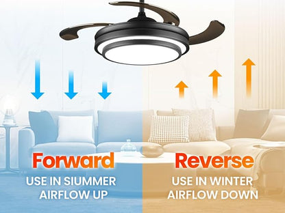 42 Inch Black Modern Ceiling Fan