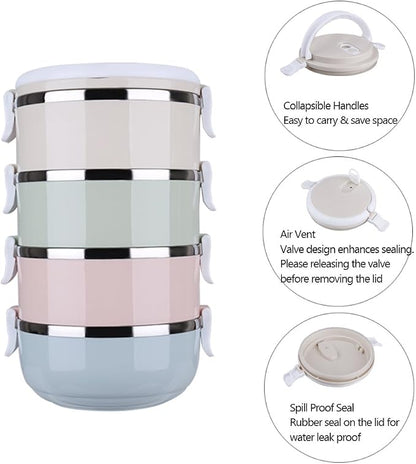 CHICIRIS Travel Dog Bowls, 4-tier portable stainless steel pet food container with handle, for dog and cat feeding, 24oz
