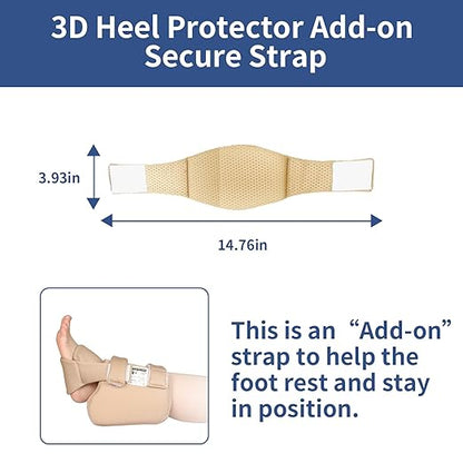 Ehucon Add-on Secure Strap Prevent 3D Heel Protector from Shifting or Falling Off,Relieve Pressure Ulcer Pain-Sold as 2 Count-Khaki（NOT INCLUTE 3D Heel Protector）