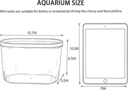 1.7 Gallon Aquarium Starter Kit with LED Light & Quiet Filter, Complete Small Fish Tank for Betta, Mini Desktop Acrylic Tank, Ideal for Shrimp Guppy Jellyfish Goldfish, Office, Home, or Gift