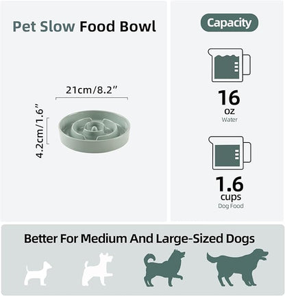 Ceramic 1.6 Cup Slow Feeder Dog Bowl