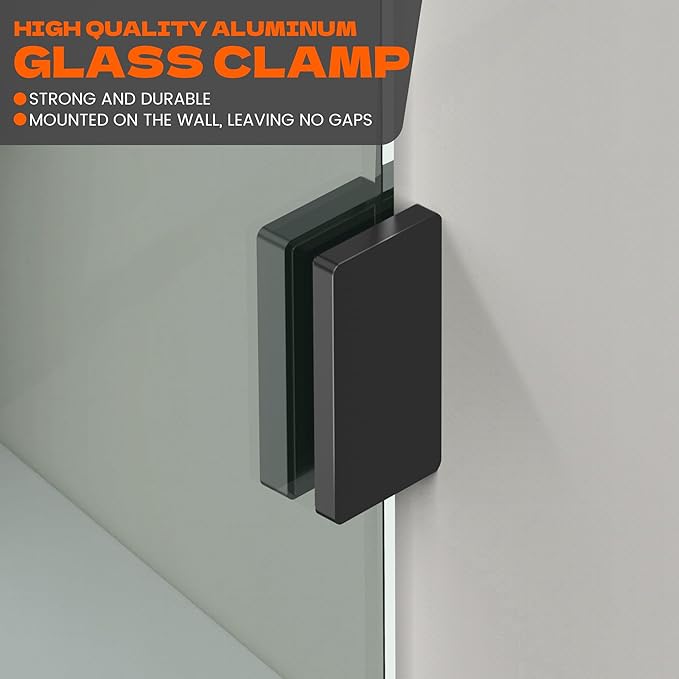Bathroom Shower Door 34" W x 78.75" H, Frameless Fixed 3/8" Thick Clear