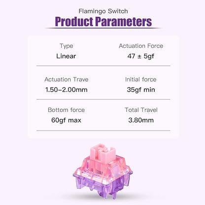 EPOMAKER Gaming Keyboard Switches, 35 PCS, Linear/Tactile Switch, 5-Pin Pre-Lubed Switch, Creamy Switches, Compatible with MX Keycaps for Mechanical Keyboard (Flamingo, Linear)