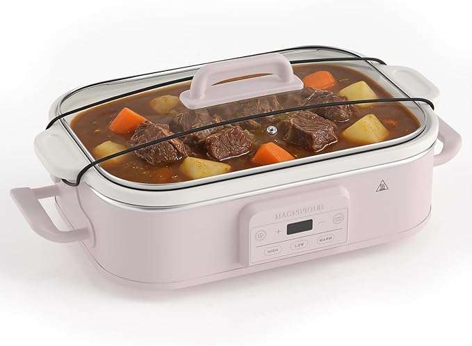 Magnifique 4 Quart Casserole Digital Slow Cooker, Premium Ceramic Bakeware
