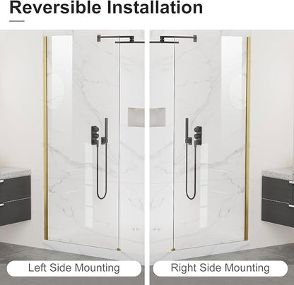 Bathbliss 36" W x 76" H Frameless Shower Glass Panel, 8mm Clear Tempered Glass