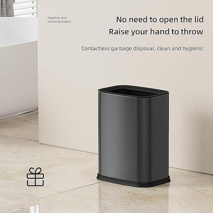 2.6 Gal Black Bathroom Trash Can, Metal Waste Baskets