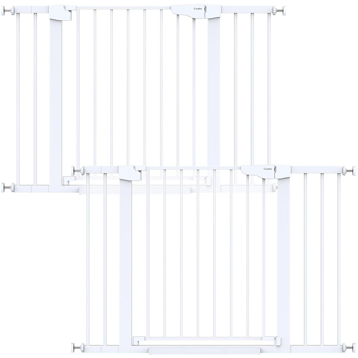 Cumbor 2 Pack 29.7-46" Baby Gate for Stairs, Mom's Choice Awards Winner-Auto Close Dog Gate for doorways, Easy Install Pressure Mounted Pet Gates indoor, Easy Walk Thru Wide Safety Gate for Dog, White