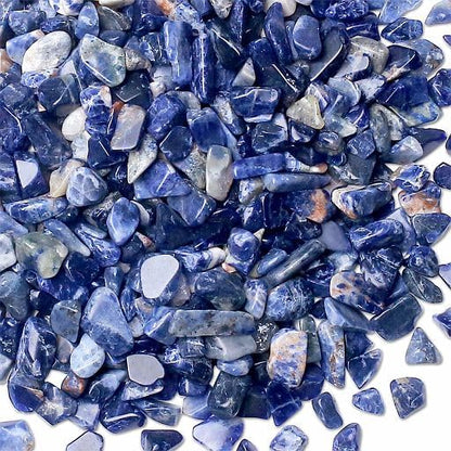 YATOJUZI Blue Sodalite Aquarium Gravel Rocks Bulk Wholesale Tumbled Crystals Stones Chips Crushed Reiki Energy Balancing Gemstones for Planters Vase Filler Fountain Fish Tank Potted Decor 0.44LB