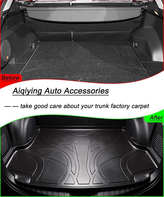 RAV4 Cargo Liners - All Weather Rear Cargo Trunk Tray Floor Mats Compatible with 2013 2014 Toyota RAV4 Non Electric(EV) Models,2015-2018 Toyota RAV4 All Models,3D Waterproof TPO Accessories Custom Fit