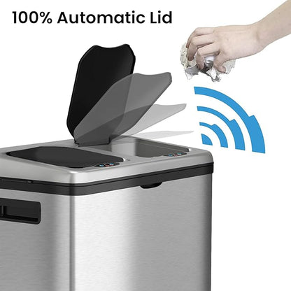 iTouchless 16 Gallon Touchless Sensor Kitchen Trash Can and Recycle Bin