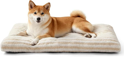 FURTIME Washable Dog Bed Medium Size Dogs, Deluxe Dog Crate Beds | Comfy Fluffy Kennel Pad Anti-Slip Pet Sleeping Mat, Machine Washable Dogs Pillow, 29"x21"x3", White