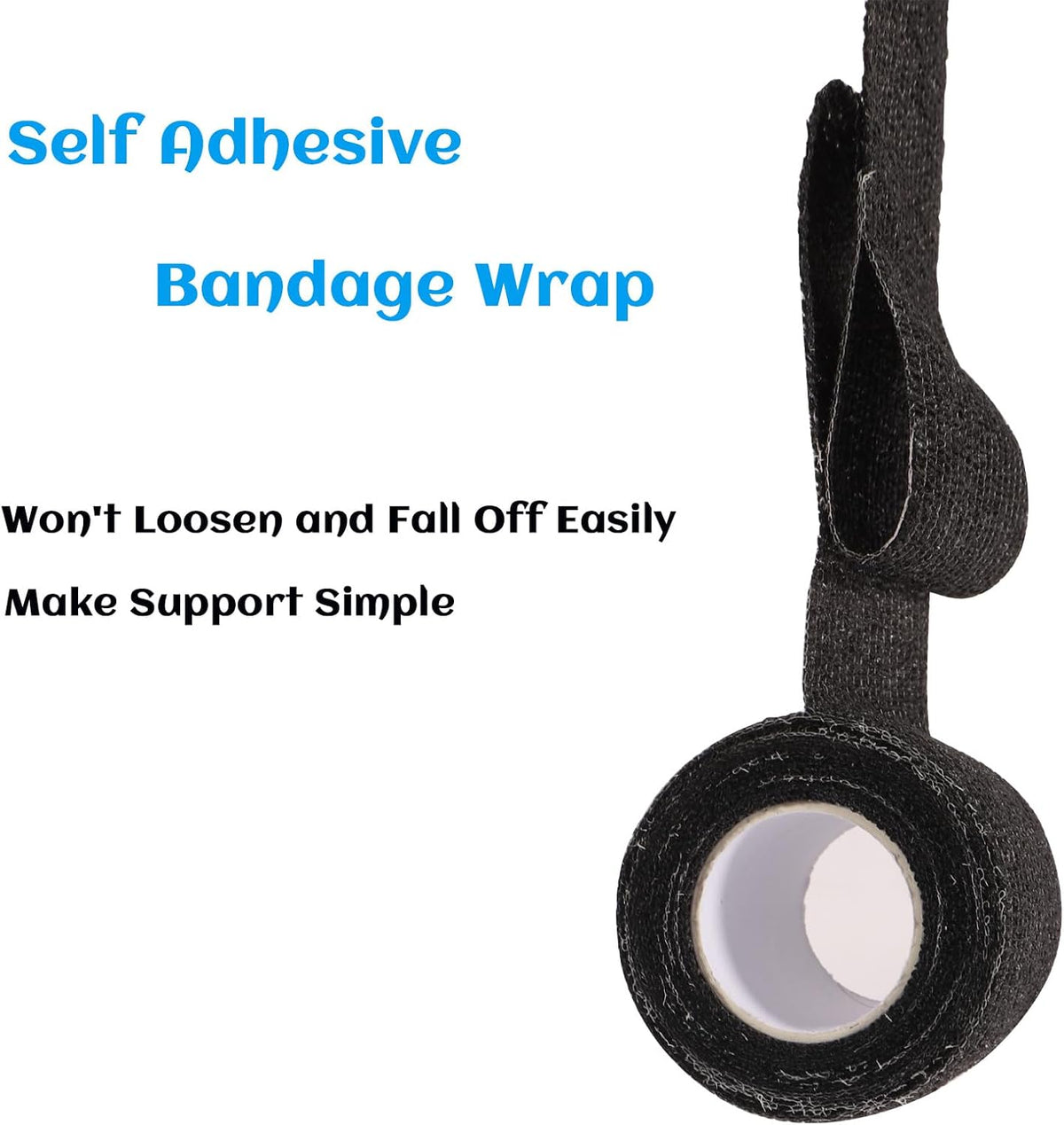 36 Rolls Elastic Self Adhesive Bandage Wrap 2 Inch, Breathable Non Woven Cohesive Bandage, Vet Wrap for Dogs, Ankle Sprains Swelling Medical First Aid Tape, Sports Athletic Tape Black