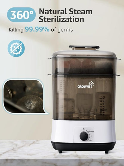 Grownsy Adjustable 4 in 1 Large Bottle Sterilizer and Dryer, 8 Bottles Capacity