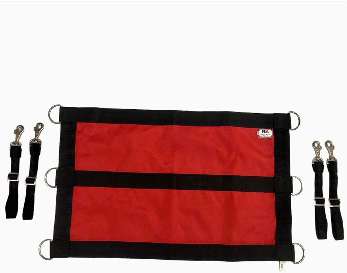 Majestic Ally 1200D 29"x19" Horse Stall Guard with Replaceable and Adjustable Length Straps and Replaceable Hardware (Red Black)