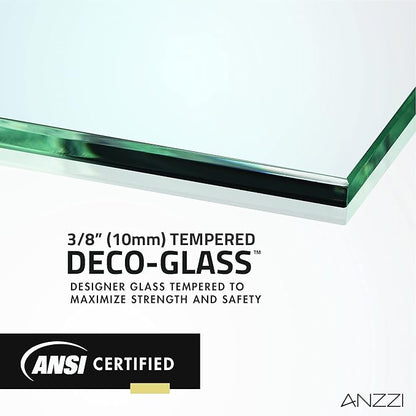 ANZZI 72" x 30" Frameless Shower Door in Gun Metal Black, Passion Water