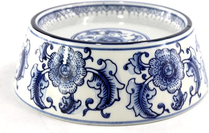 Blue and White Porcelaine Dog Bowls Ceramic Dog Cat Food and Water Bowls (5.8x7.2x2.4inch)