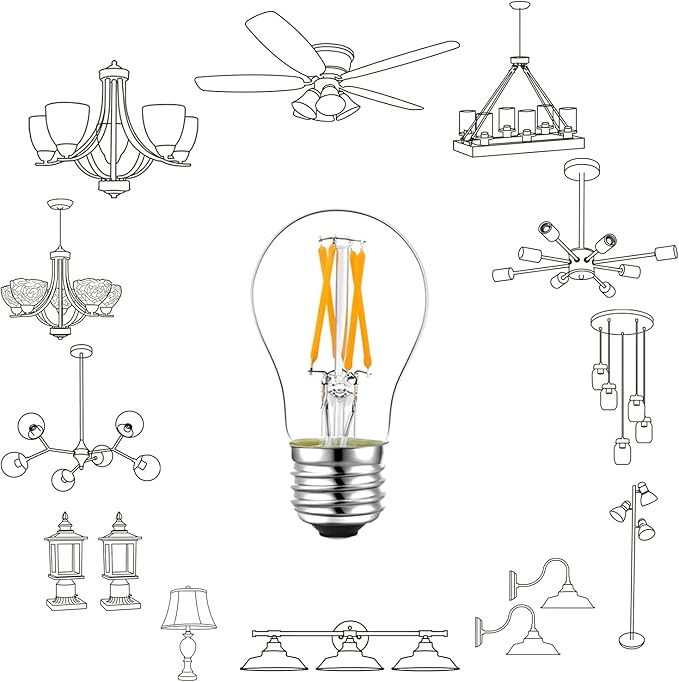 LiteHistory E26 LED Bulb 6W Equivalent 60 Watt Light Bulb Non-Dimmable A15 led Edison Bulb for Ceiling Fan,Wall sconces,Fridge,Desk lamp Warm White 2700K 600lm AC120V Clear 6 Pack