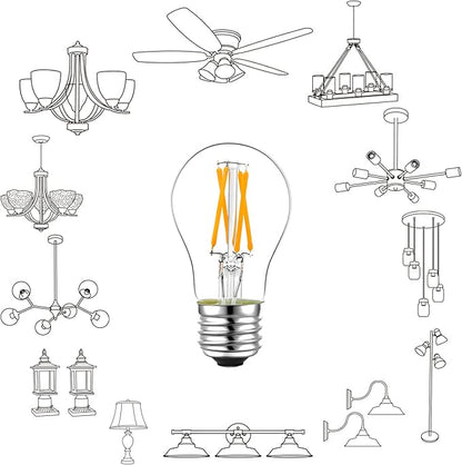 LiteHistory E26 LED Bulb 6W Equivalent 60 Watt Light Bulb Non-Dimmable A15 led Edison Bulb for Ceiling Fan,Wall sconces,Fridge,Desk lamp Warm White 2700K 600lm AC120V Clear 6 Pack