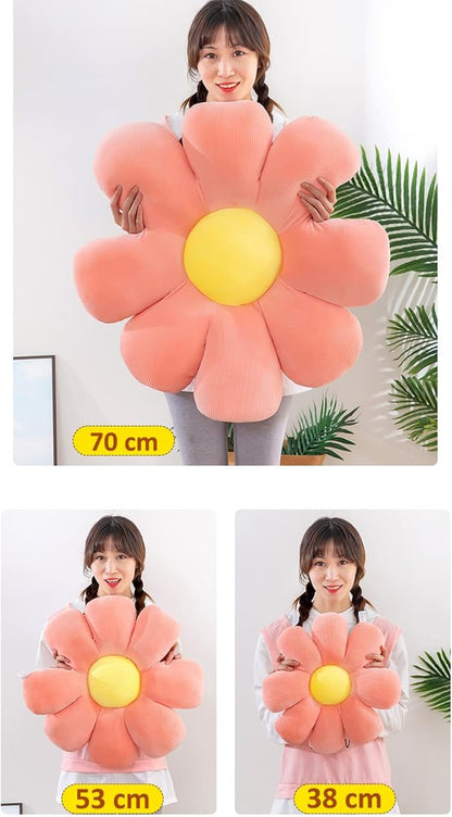 Flower Pillow, Flower Shaped Throw Pillow Flower Floor Pillow Soft Seating Cushion Room Decor Plush Pillow for Bedroom, Sofa, Bed, Reading (21 inch, Yellow)