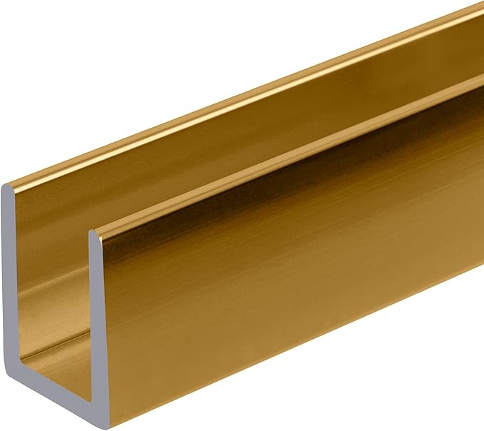 Brixwell SDCD38BGA-CCP48 Brite Gold Anodized 3/8" Fixed Panel Shower Door Deep
