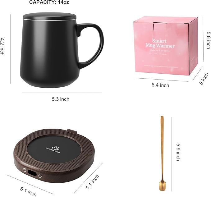 Coffee Mug Warmer & Mug Set for desk, Smart Auto Shut Off Electric Cup Warmer
