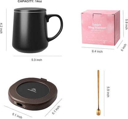 Coffee Mug Warmer & Mug Set for desk, Smart Auto Shut Off Electric Cup Warmer