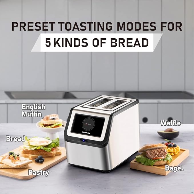 Smart Toaster, KETIAN Touch Screen 2 Slice, High-speed Automatic Settings