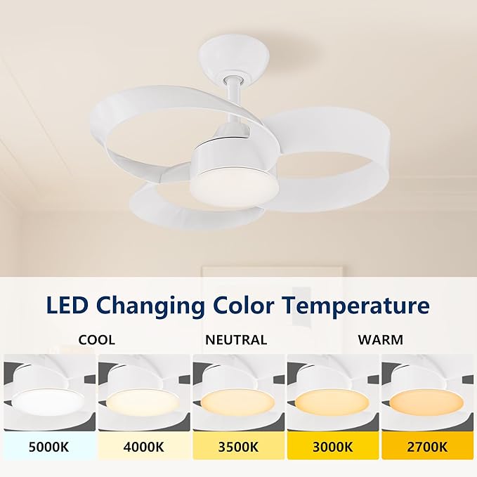 FANX 22 Inch Ceiling Fan with Light and Remote, Quiet DC Motor, Dimmable LED